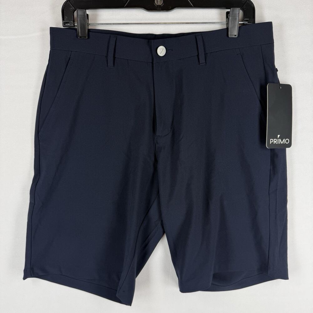 Primo Golf Men's Shorts 32 Navy Blue 9" Inseam Stretch Performance NWT